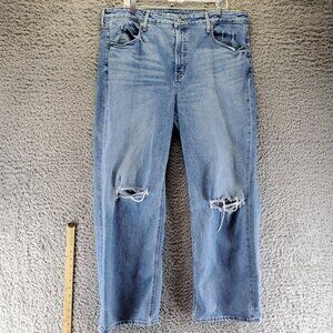 Old Navy Jeans Womens 18 Blue Sky-High Wide Leg Distressed Cotton Denim